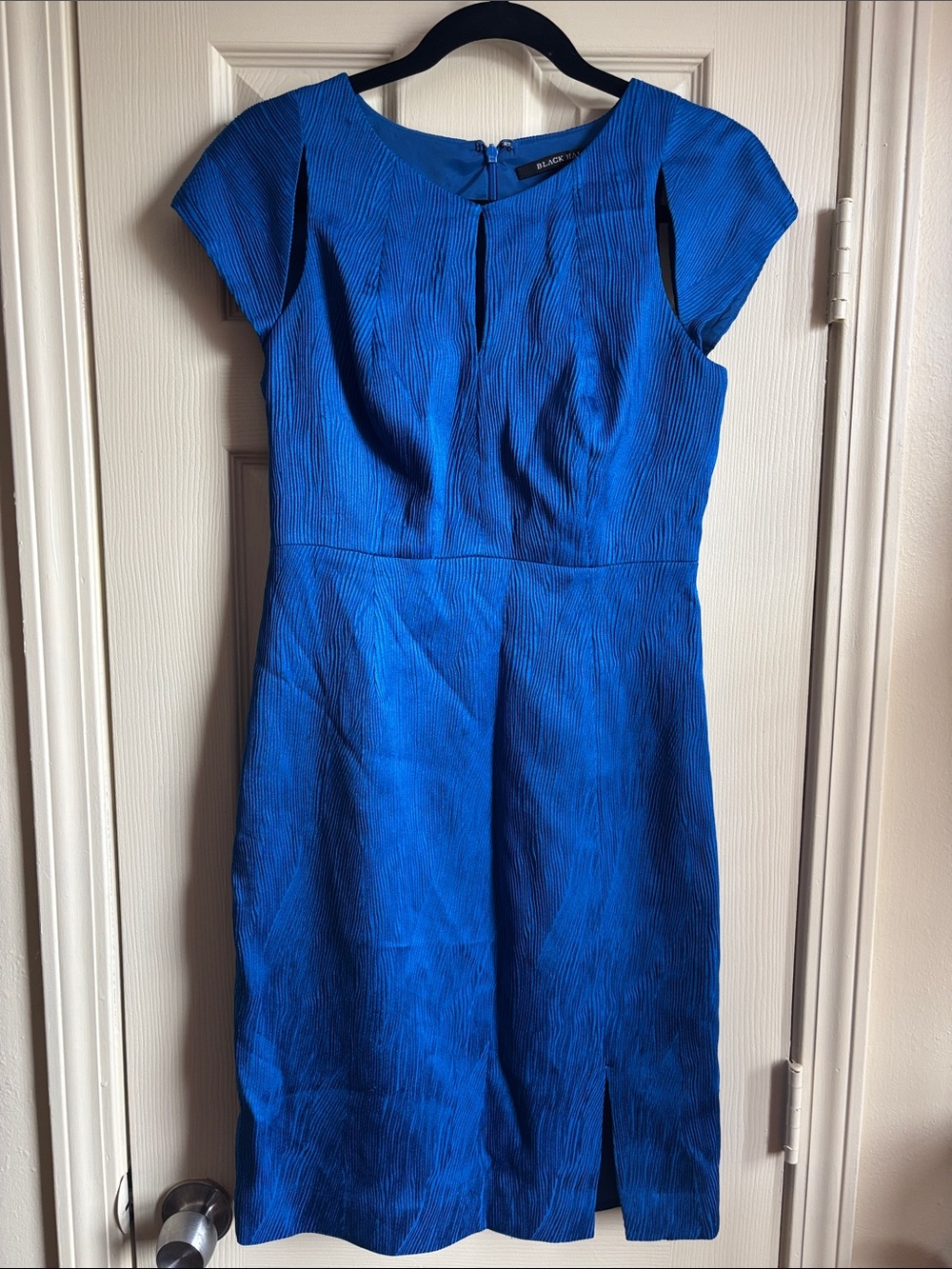 Black Halo Eddie Royal Blue Cap-Sleeve Sheath Dress